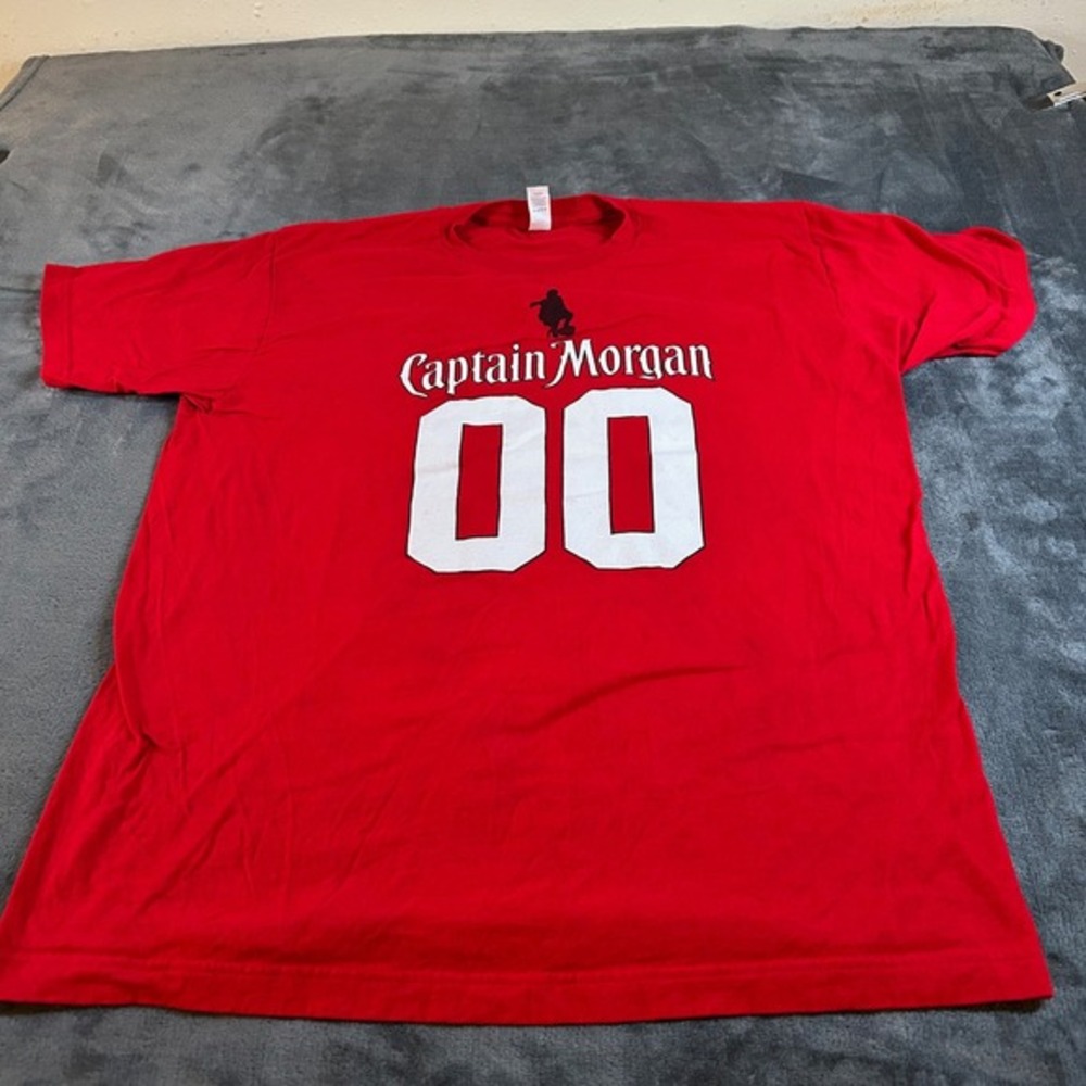 Tultex Captain Morgan‎ Graphic Tee T-Shirt Casual Red #00 Mens Extra Large
